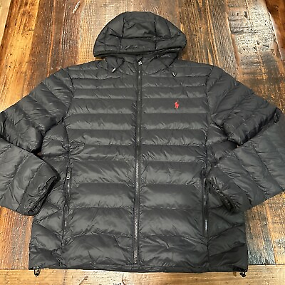 #ad Polo Ralph Lauren Packable Hooded Full Zip Jacket Coat Puffer Mens BLACK $228 $175.00