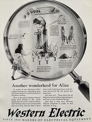 #ad Antique 1925 Alice in Wonderland Themed General Electric Telephone Characters Ad $17.98