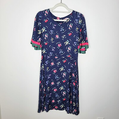 #ad Cath Kidston London Dress US 8 UK 12 Blue Floral Polka Dot Weave Beach Chic $34.95