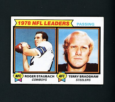 #ad 1979 Topps NFL Passing Leader Bradshaw Staubach HOF #1 EX $10.00