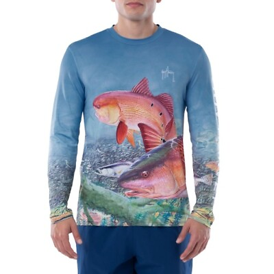 #ad Guy Harvey Mens Seeing Red Long Sleeve Sun Protection Tee $32.13