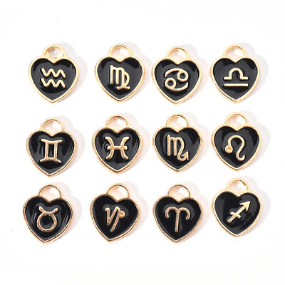 #ad Constellation Charm Black Enamel Zodiac Symbol Pendant Jewelry YOU PICK $2.41