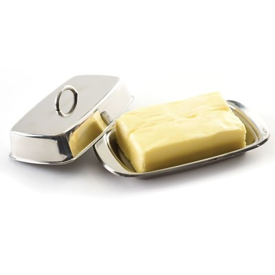 #ad Norpro New Stainless Steel Butter Dish Set Serving Tray 7.5quot;L X 4quot;W X 2quot;H $16.49