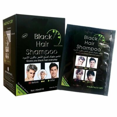 #ad 10Pcs Set Lasting Black Hair Shampoo Instant 5 Minutes Organic Hair Color Dye US $10.99