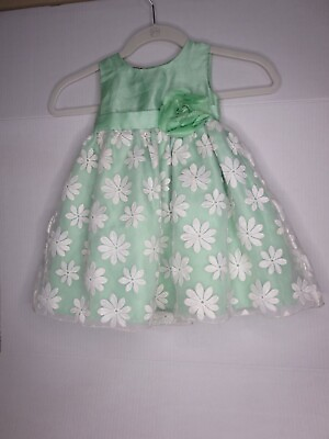 #ad Blueberi Boulevard Dress Green Sleeveless Summer Floral Size 2T $10.39