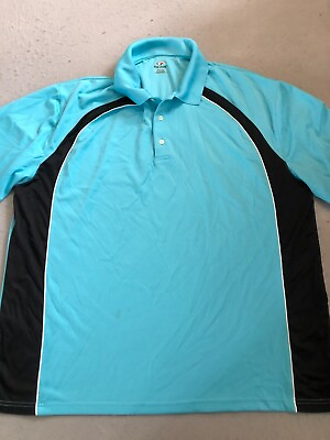 #ad Top Elite Golf Polo Shirt Men#x27;s 3XL Bright Blue Black Mesh Casual Activewear $18.39