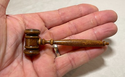 #ad antique handmade miniature salesman sample doll carved wood judge gavel hammer $59.99