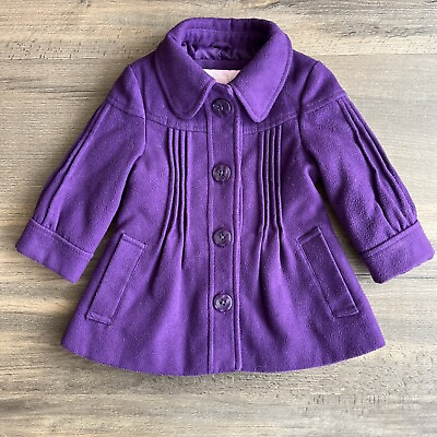 #ad London Fog Toddler Purple Fleece Pea Coat 12 Months $14.00