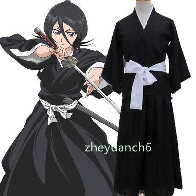 #ad Cosplay Anime Bleach Kuchiki Costume Rukia Kuchiki Kimono Uniform Black Party $33.15