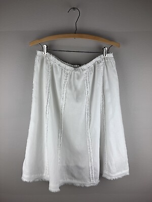 #ad NWOT SOFT SURROUNDINGS 100% Linen Skirt Womens PM White Beach Cottage Prairie $30.00
