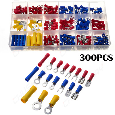 #ad 300PCS Cold Pressed Terminal Set Male and Female Terminal Plug in Spring Termin $24.99