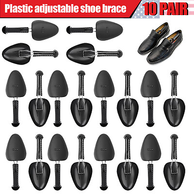 #ad 10 Pairs Adjustable Shoe Support Shapers Plastic Keepers Stretcher Tree For Men $19.99