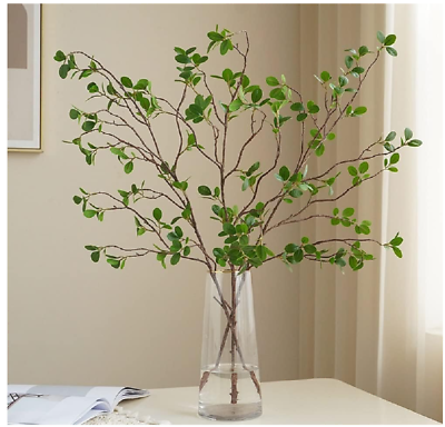 #ad Artificial Plant 43.3 Inch Faux Greenery Stems Fake Tree Branches Ficus Twig Lea $17.99