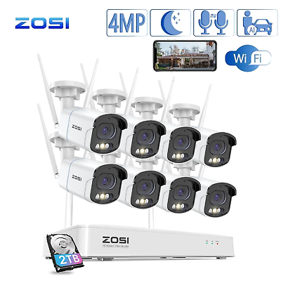 #ad ZOSI 8CH NVR H.265 4MP 2.5K Security WiFi Camera System 2TB Night Vision $309.99