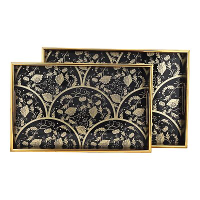 #ad Serving Tray with Antique Look amp; Stylish Design Decorative Trays with Handles... $38.90