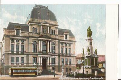 #ad Providence Rhode Island City Hall and Soldiers Monument Vintage Postcard C7 $4.95
