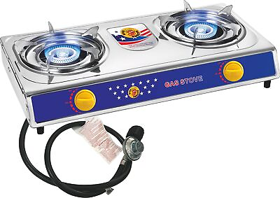 #ad Camping 20000 BTU 2 burner stainless steel panel auto ignition Propane Gas Ou... $95.31