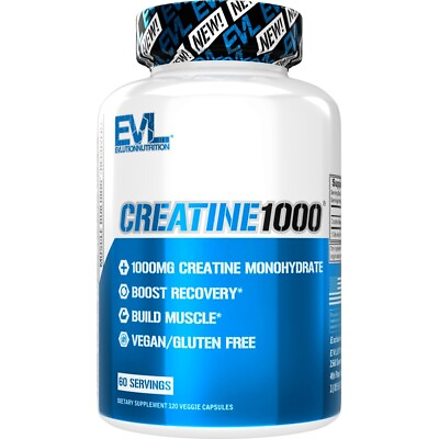 #ad EVL Creatine Monohydrate Capsules 1000mg Pre and Post Workout Recovery 120ct $13.49