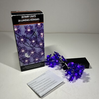 #ad New LED Fairy Lights 1” Halloween Purple Spider 20 String Lights Battery Indoor $11.88