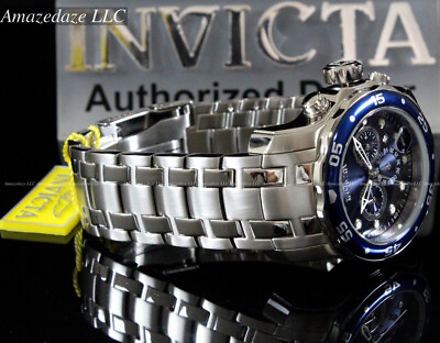 #ad NEW Invicta Men Pro Diver Scuba VD53 Chronograph Stainless Steel Blue Dial Watch $77.99