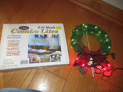 #ad Lighted Wreath 3 D Mesh NEW 10quot; w 20 Lights CH781 $13.49