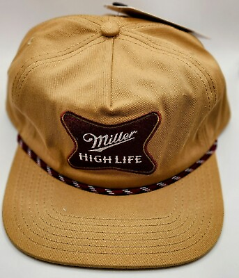 #ad Miller High Life Trucker Rope Vintage Style Snapback Baseball Hat Tan New Retro $23.65