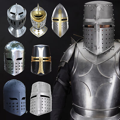 #ad Medieval Great Bucket Helm Knights 20G Steel Templar Crusader Helmet $74.99