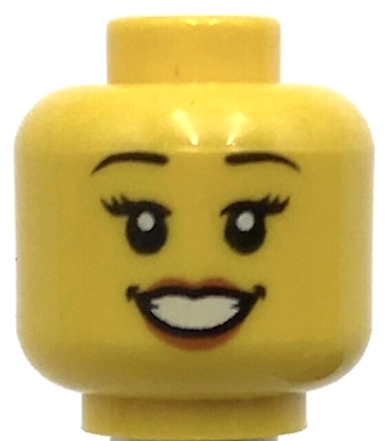 #ad Lego New Yellow Minifigure Head Dual Sided Female Black Eyebrows Eyelashes Part $1.99