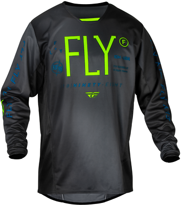 #ad NEW FLY RACING YOUTH KINETIC PRODIGY JERSEY CHARCOAL NEON GRN TRUE BLU SMALL $37.95