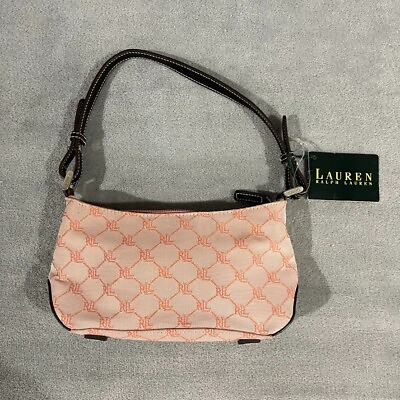 #ad Ralph Lauren Y2k Purse Vintage Bag Monogram Baby Pink Mini Shoulder Bag w Tags $45.00