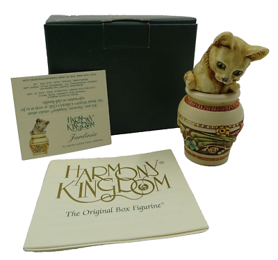 #ad Harmony Kingdom JARDINIA Cat in Vase UK Made Box Figurine NIB V2 $34.00