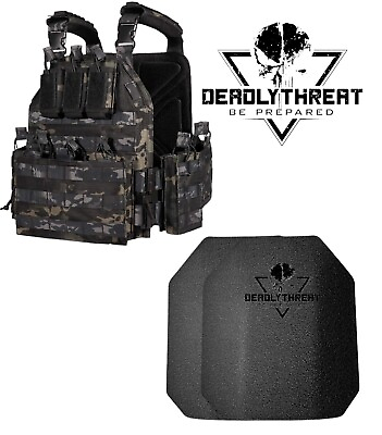#ad Urban Assault Ghost Camo Tactical Vest Plate Carrier With Level III Armor Plates $239.00