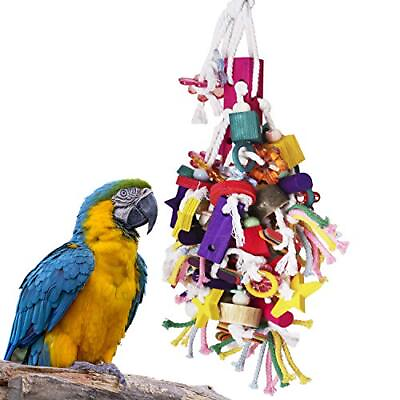 #ad Large Parrot Chew Toy Bird Chewing Toy Multicolored Wooden Blocks Tearing Toy... $34.22
