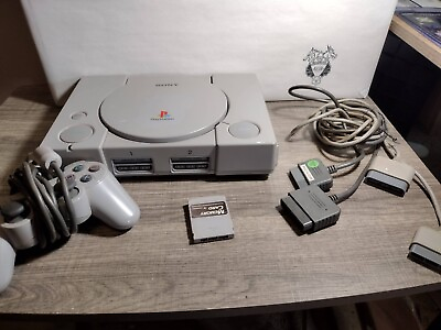 #ad Sony PlayStation 1 Game Console Gray 1 controller and memory card untested $39.99
