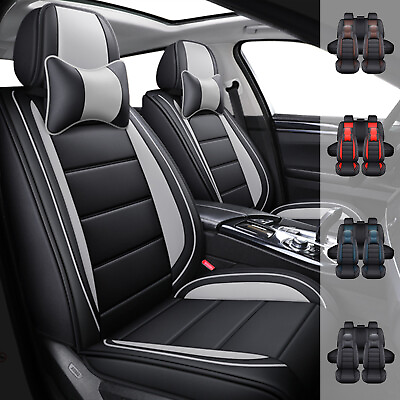 #ad For Chevy Malibu Full Set Car Seat Covers Front Rear Pu Leather Seat Protector $71.99