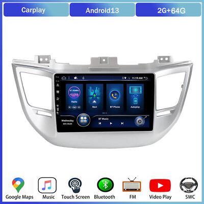 #ad 264G For Hyundai Tucson 2015 2019 Android 13 Car Stereo Radio GPS Navi Carplay $129.33