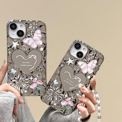 #ad For iPhone 15 Pro Max 14 Pro 13 12 Cute Butterfly Pattern Love Mirror Phone Case $10.71