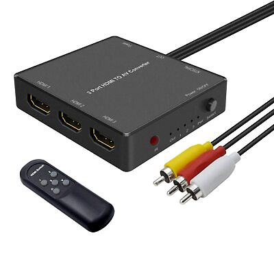 #ad 3 Port HDMI to AV Converter HDMI to RCA Adapter 720P 1080P HDMI to Video Aud... $44.08