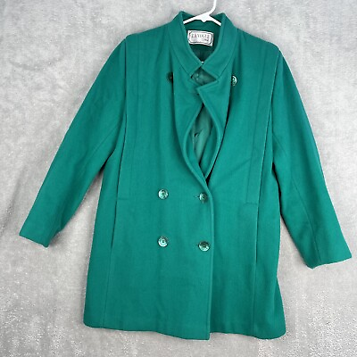 #ad LA VOGUE Jacket Vintage Wool Blend Green Coat Peacoat Size Large $44.95