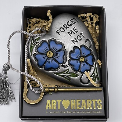 #ad Studio By Demdaco Art Heart Figurine Forget Me Not With Key Stand Valentine $24.99
