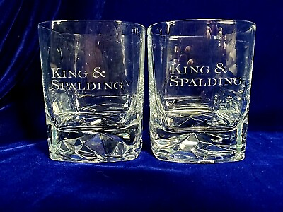 #ad Hand Blown Double Old Fashioned Cocktail Whiskey Glasses 2 King amp; Spalding $18.00