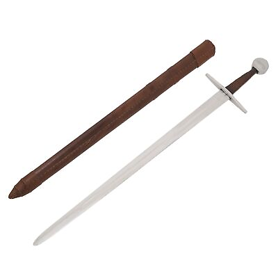 #ad Medieval One Handed Sword Carbon Steel Hand Forged Classic with Leather Scabbard $99.95