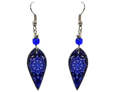 #ad Blue Mandala Dangle Earrings Trippy Psychedelic Art Graphic Boho Hippie Jewelry $13.99