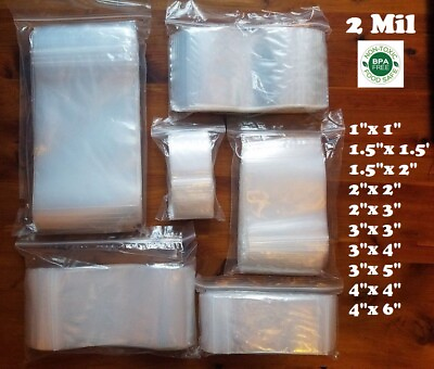 #ad Clear Top Lock Zip Seal Plastic Bags 2Mil Reclosable Jewelry Pill Small Mini Bag $6.84
