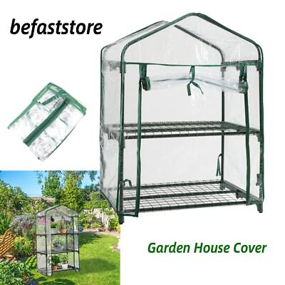 #ad 2 Tier Greenhouse Cover Clear PVC Garden Green House Cover w Roll Up Zipper Door $12.56