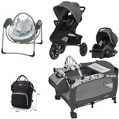 Evenflo Stroll Jog Travel System Car Seat Playard Baby Swing Pram Bag Combo Set $149.99