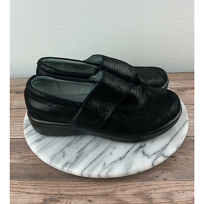 #ad Alegria Lauryn Black Metallic Leather Slip On Comfort Shoes Womens Size 37W US 7 $24.99