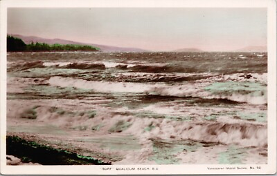 Qualicum Beach BC #x27;Surf#x27; Vancouver Island Series Fred Spalding RPPC Postcard F67 $13.99