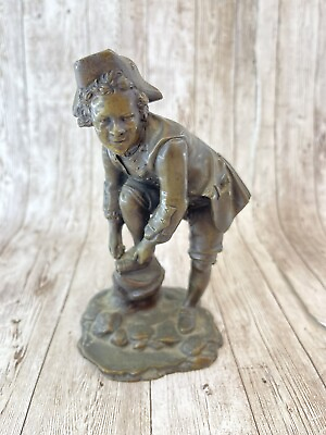 #ad Antique French Male Ice Skater in Bronze 19th Century Figure Young Boy 7” Tall $249.99