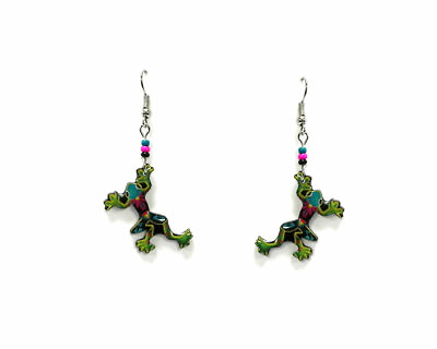 #ad Floral Frog Earrings Tropical Animal Trippy Pattern Womens Nature Boho Jewelry $13.99
